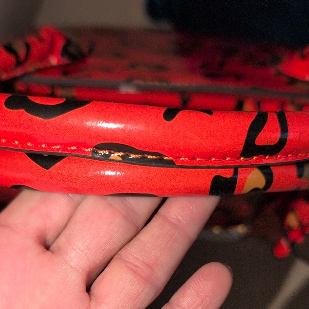 Orange Leopard Print Satchel with Bee Accent - Picture 4 of 15